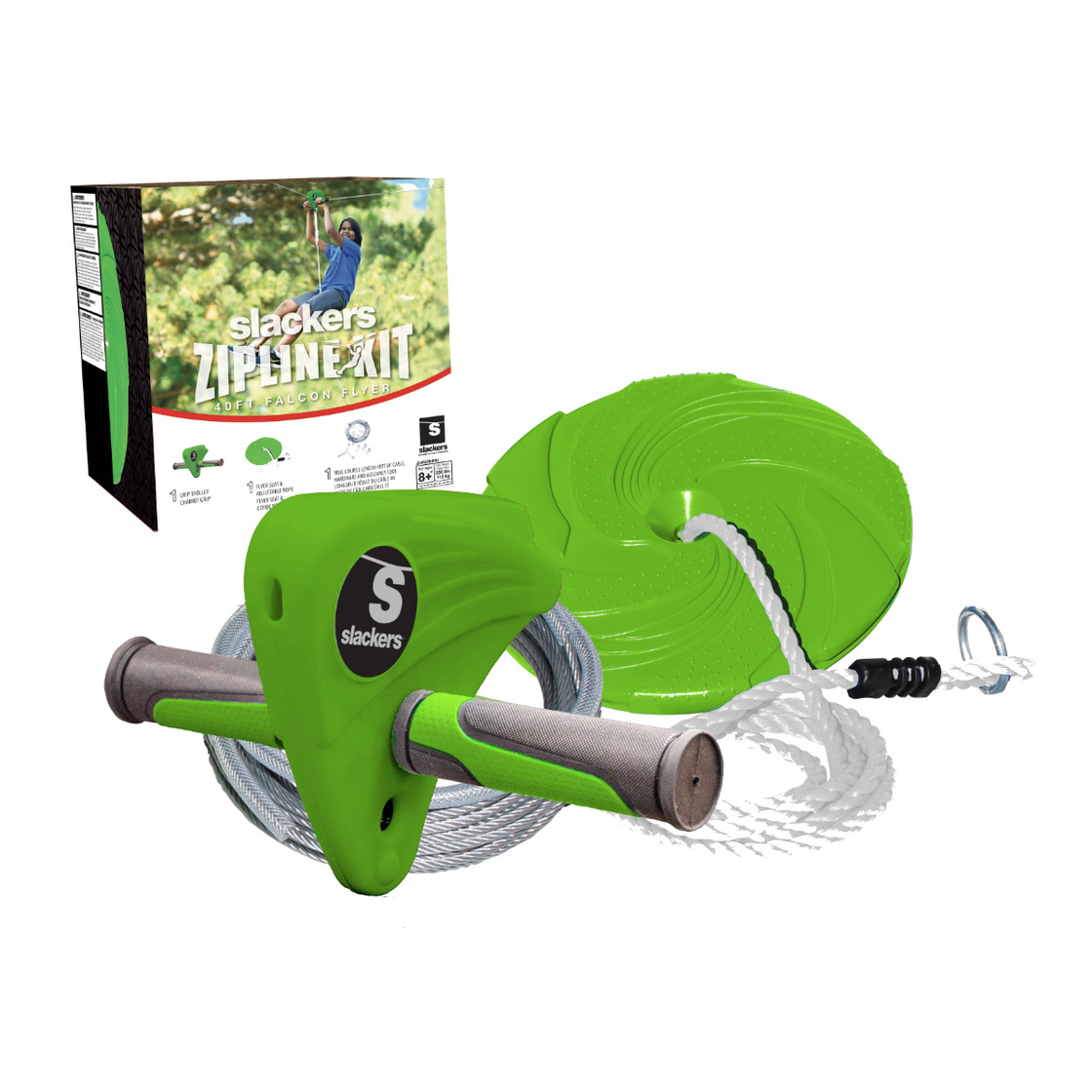 Slackers 90 ft Eagle Zipline Kit with Spring Brake - SwingSetMall.com