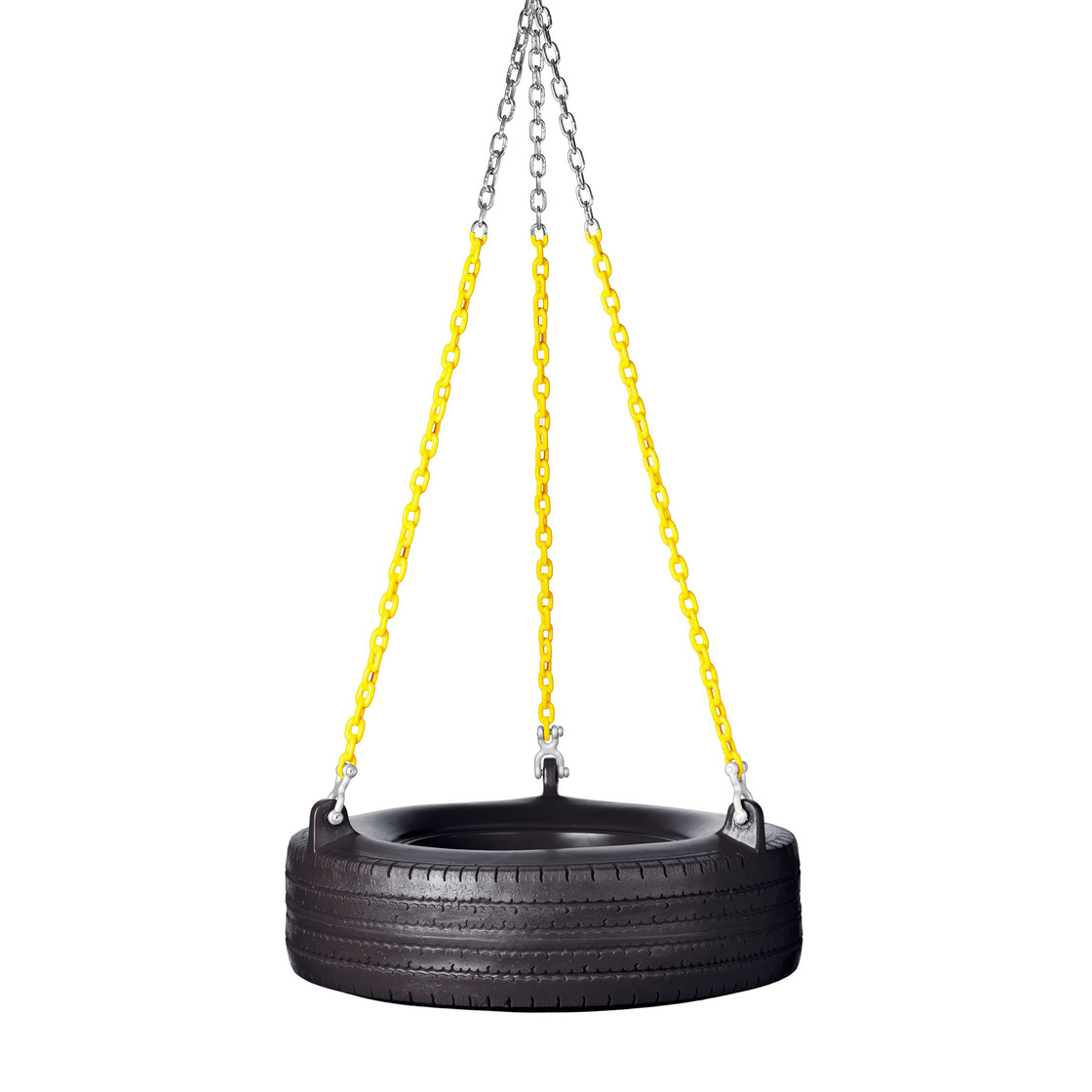 Plastic Tire Swing with 5'6" Plastisol Chain (PT-05) - Black / Yellow