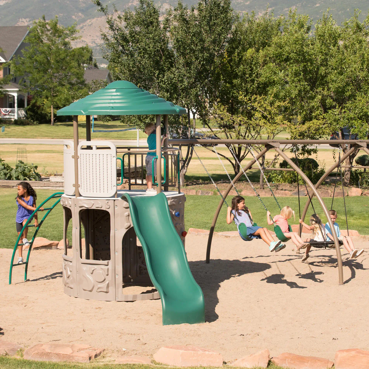 Lifetime Adventure Tower with Spider Swing - SwingSetMall.com