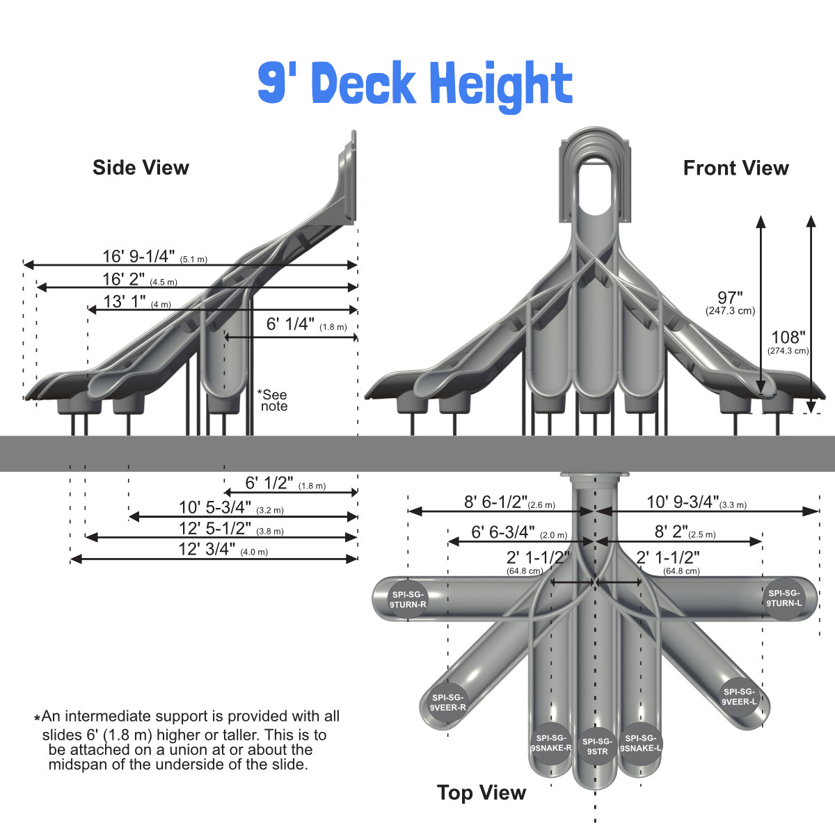 Starglide Commercial Sectional Slide with Integrated Hood