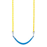 Basic Commercial Belt Swing Seat with 5'6" Fully Coated Chain (S-025) - Blue/Yellow Basic Commercial Belt Swing Seat with 5'6" Fully Coated Chain (S-025) - Blue/Yellow