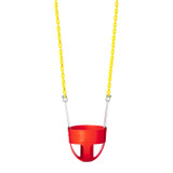 Commercial Full Bucket Swing Seat with 5'6" Fully Coated Chain (S-275) - Red / Yellow