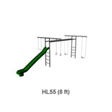 Metal Horizontal Ladder Swing Set with Slide - 8 ft Frame Height