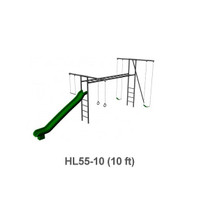 Metal Horizontal Ladder Swing Set with Slide - 10 ft Frame Height