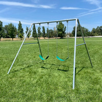 Freestanding Metal A-Frame Junior Swing Set