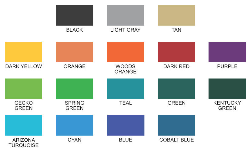 Custom Slide Plastic Color Options
