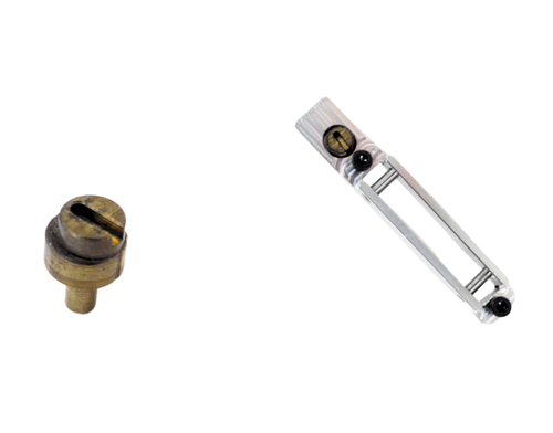 Trigger Hanger with two Dowel Pins, Trigger Hanger Screws, and Eccentric Screw - The Trigger Hanger Kit for Blake Barrel & Rifle Paragon and Eminence actions, with dual hangers, dowel pins and eccentric screw for clean trigger fitment.