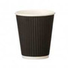 1000X Go-Pak Ripple Black paper Espresso Cups Hot 4oz