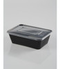 Black Rectangular Microwave Container &  clear PP Lid [750ml] (a pack of 250)