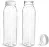 Clear Round Juice Bottle [250ml] with white caps (a Pack of 228 set)