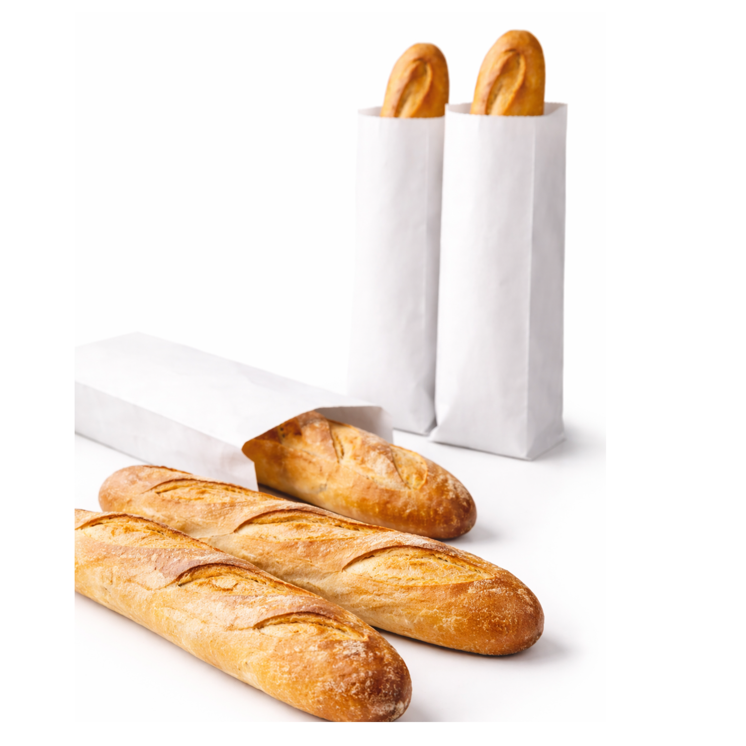 White Kraft Paper Bag Strung (French Stick) - Pack of 500