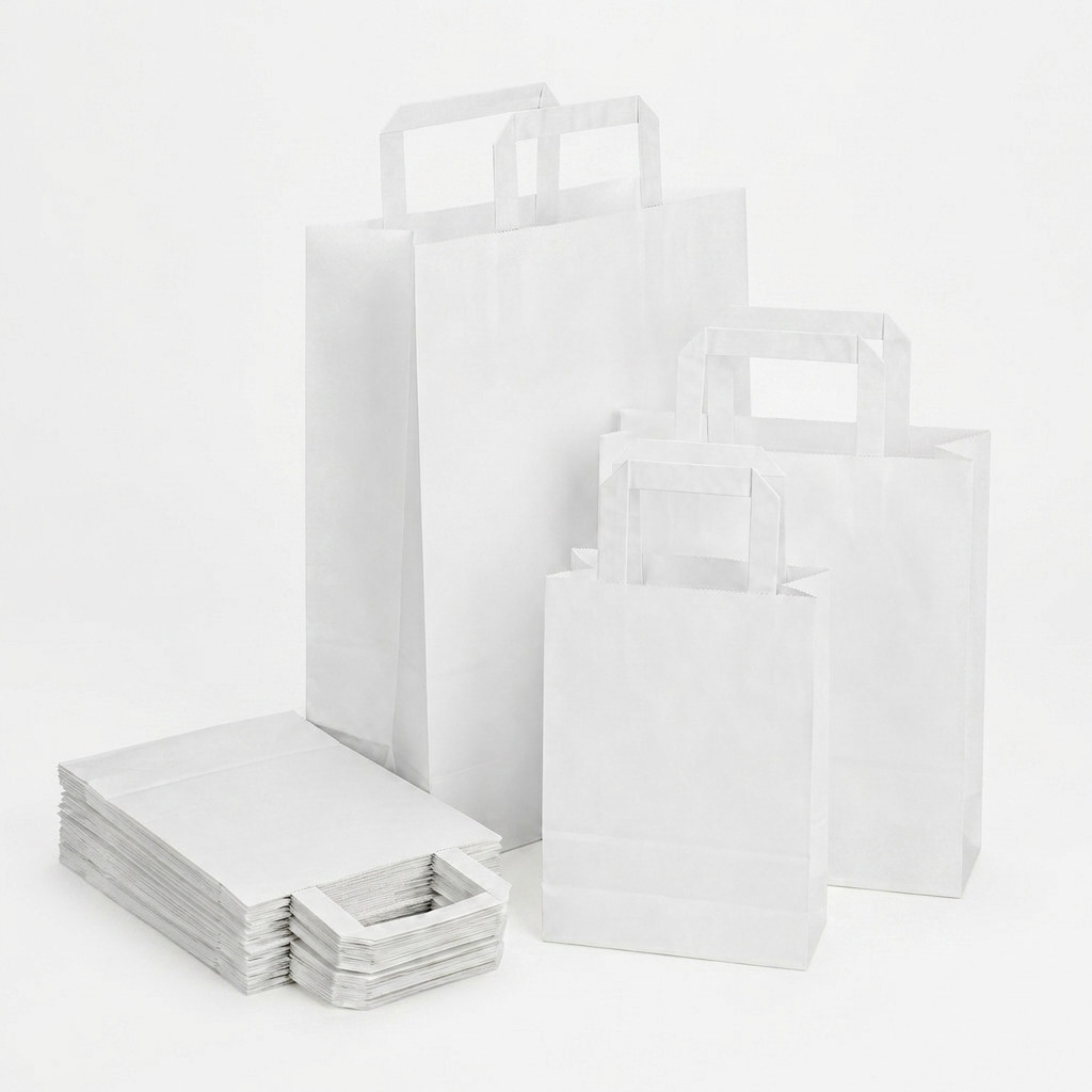X-Large White Takeaway Paper SOS Carrier Bags - Pack of 250
