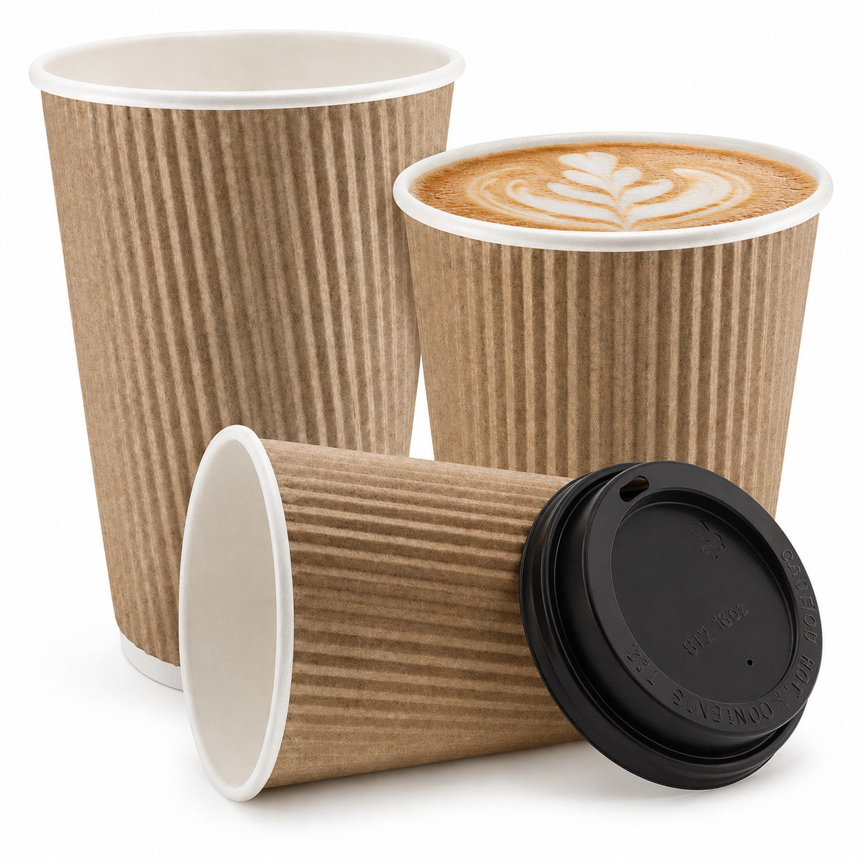 Hippo 16oz Kraft Ripple Paper Takeaway Cups - Pack of 500