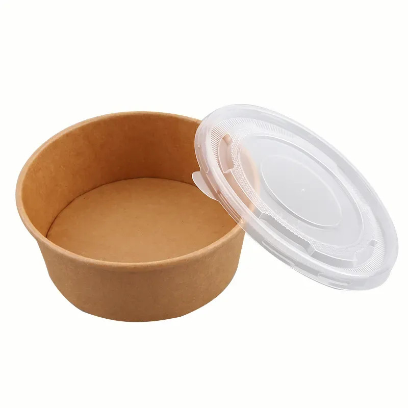 PP Lid For 500, 750 and 1000 cc Kraft Round Paper food Container for Hot Food (a pack of 300)