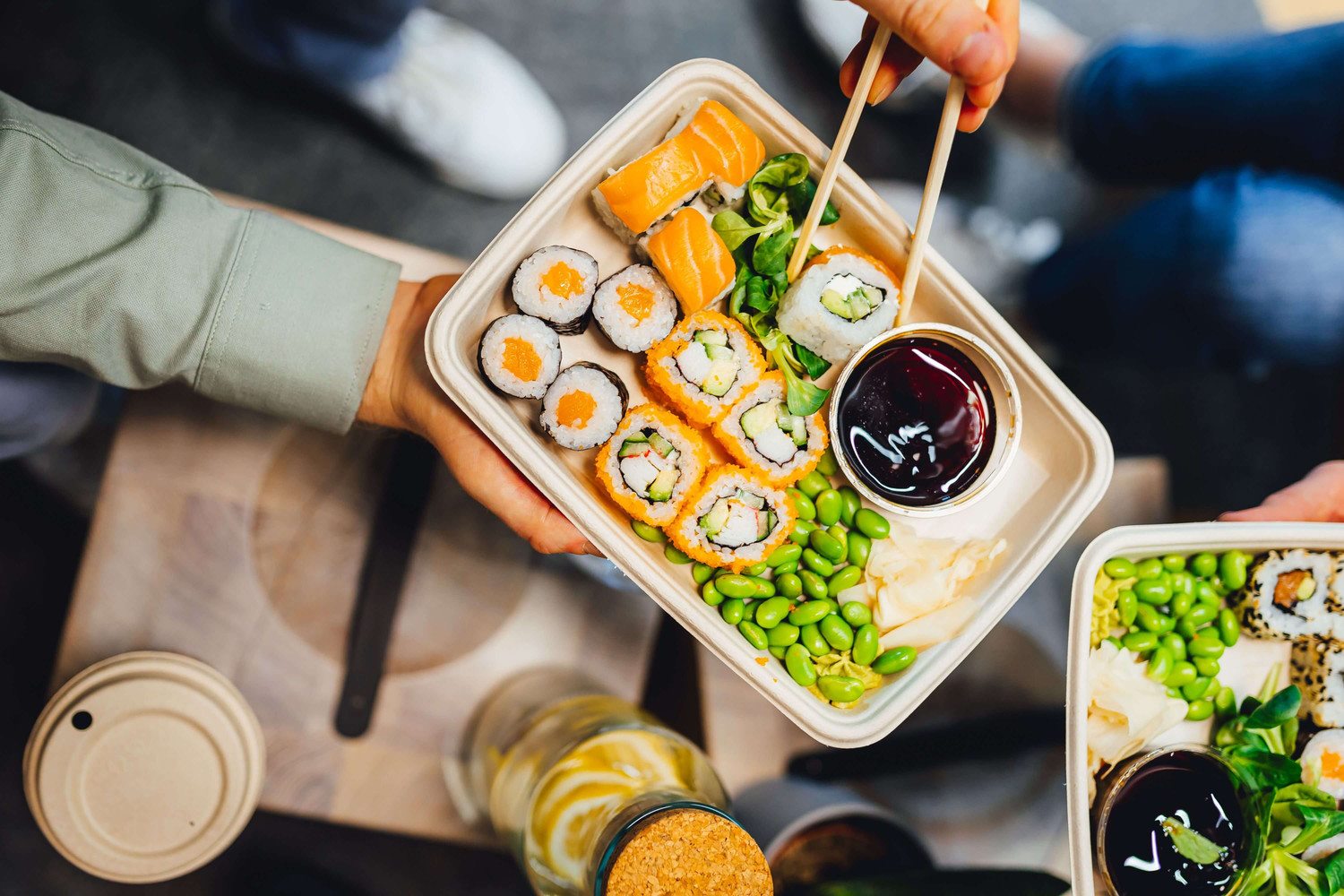 500X Compostable Bagasse Sushi Tray 238x145x25mm, Eco Tray