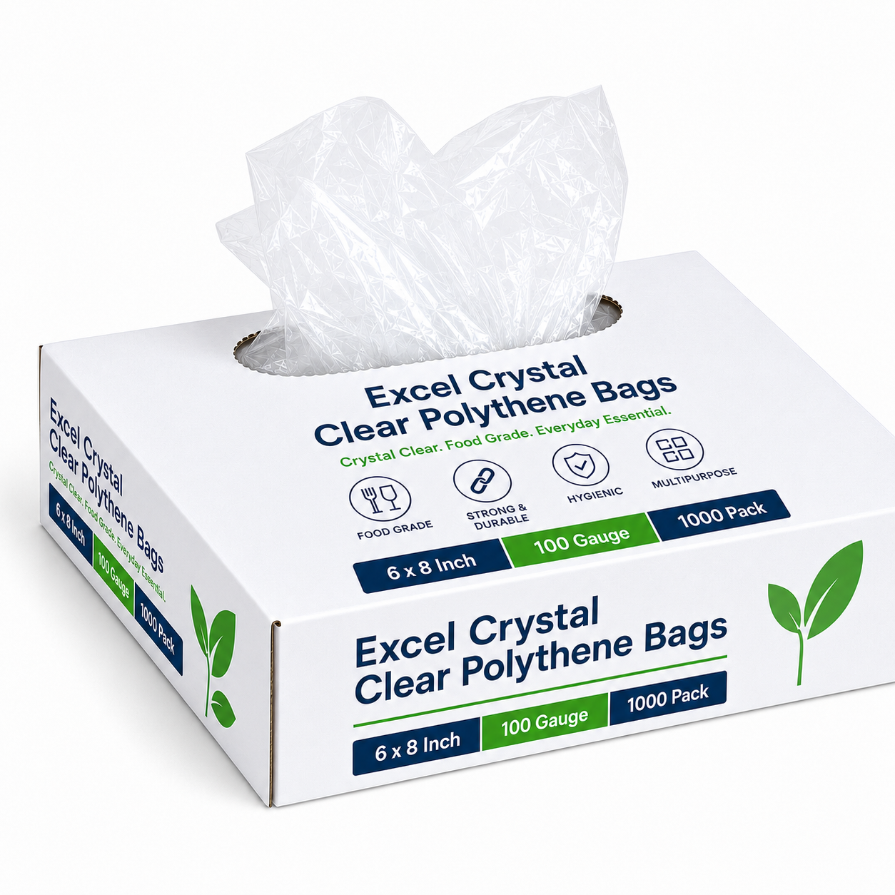 Food-Safe Clear Polythene Bags 10x15 Inch 500G - Pack of 500