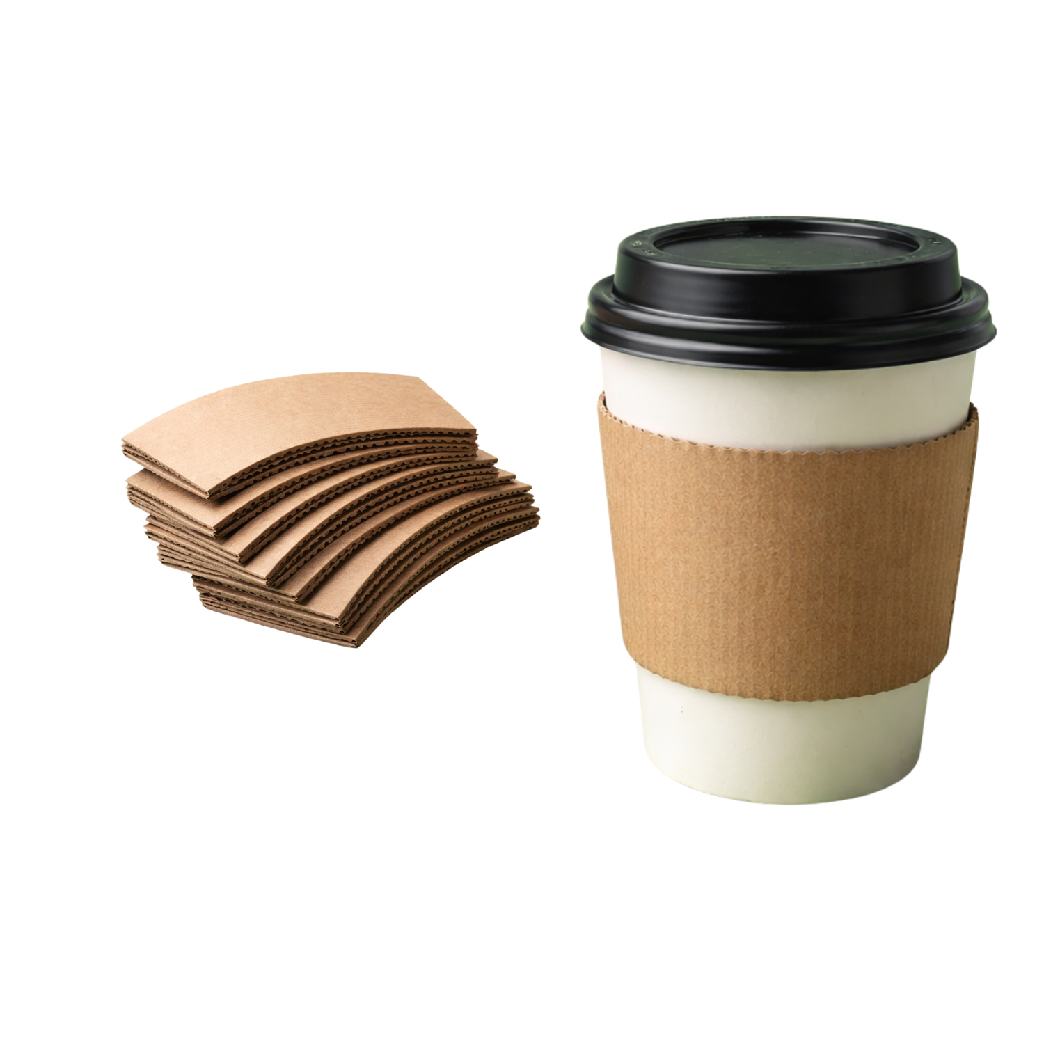 Plain Paper Cup Sleeves Coffee Clutch 12/16oz - Pack of 1000
