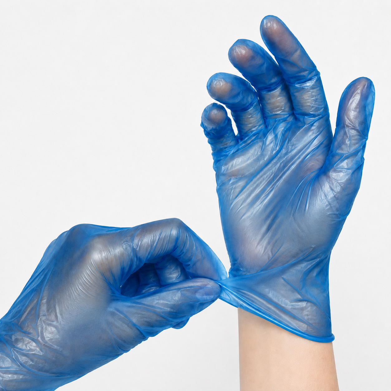 Disposable Large Blue Vinyl Gloves Powder-Free (Packs of 100)