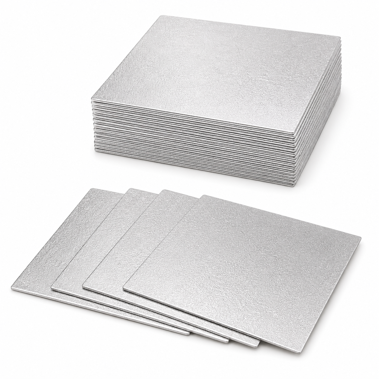 9" Square Silver Cake Card / Cake board Extra Thick - Pack of 25