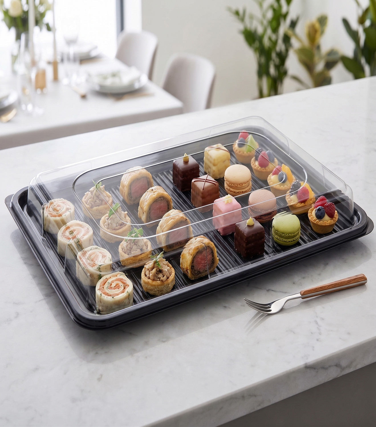 Clear Domed Lids for Large Rectangular Plastic Platter Pack of 50