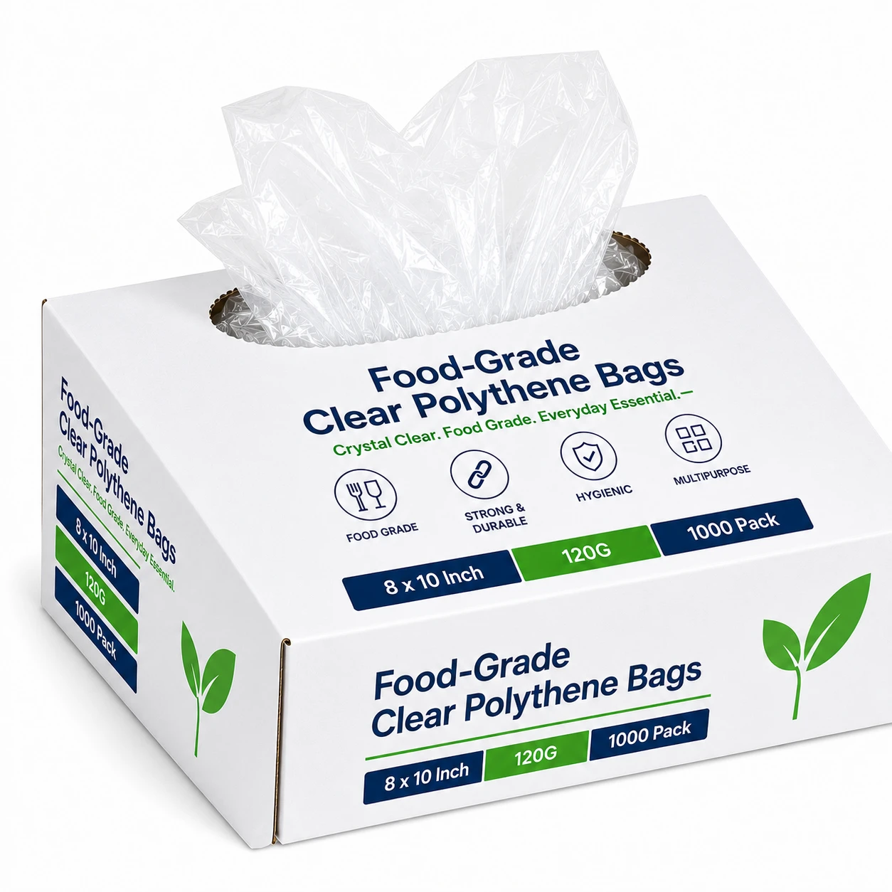 Food-Safe Clear Polythene Bags 8×10″ 120G (Pack of 1000)