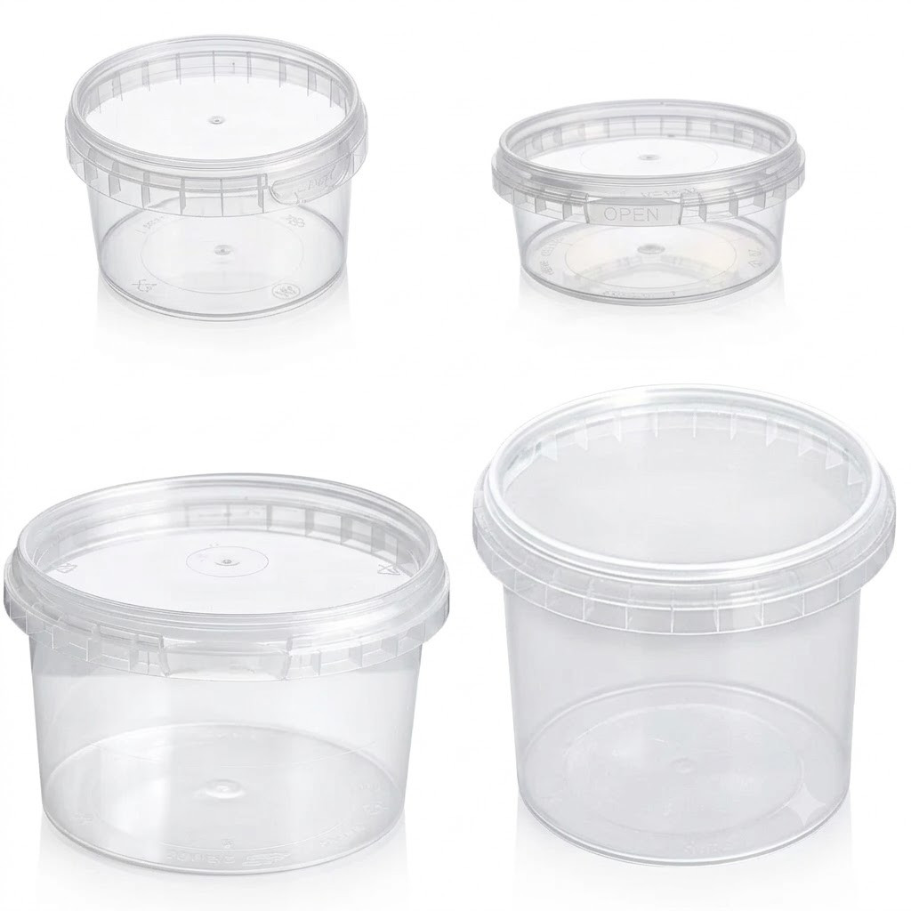 Tamper-Proof 250ml Clear Round Containers & Lids - 448 Sets