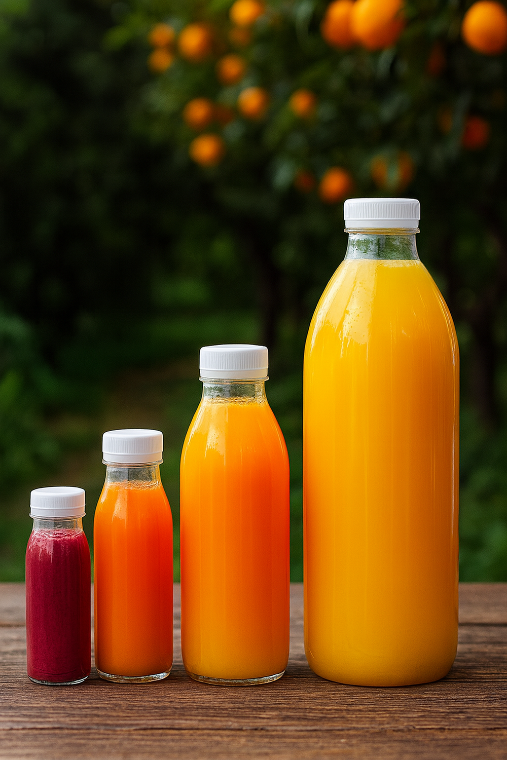 Clear Round Juice bottle 330ml and white caps (pack of 176sets)