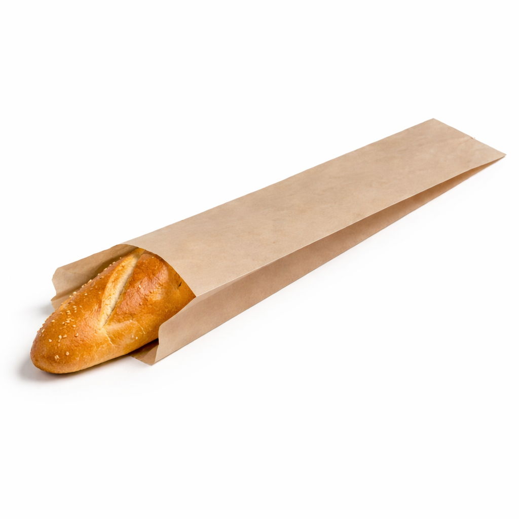 Kraft Ribbed Baguette Paper Bag - 4x6x13inch (pack of 750)