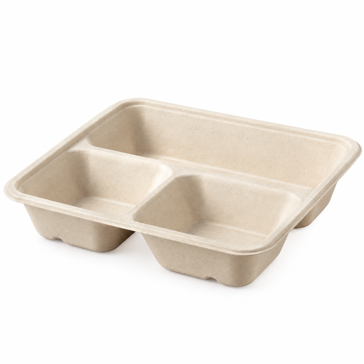 Sabert 3-Compartment Square Bagasse Pulp Tray 900ml PUL49348HC – Pack of 300