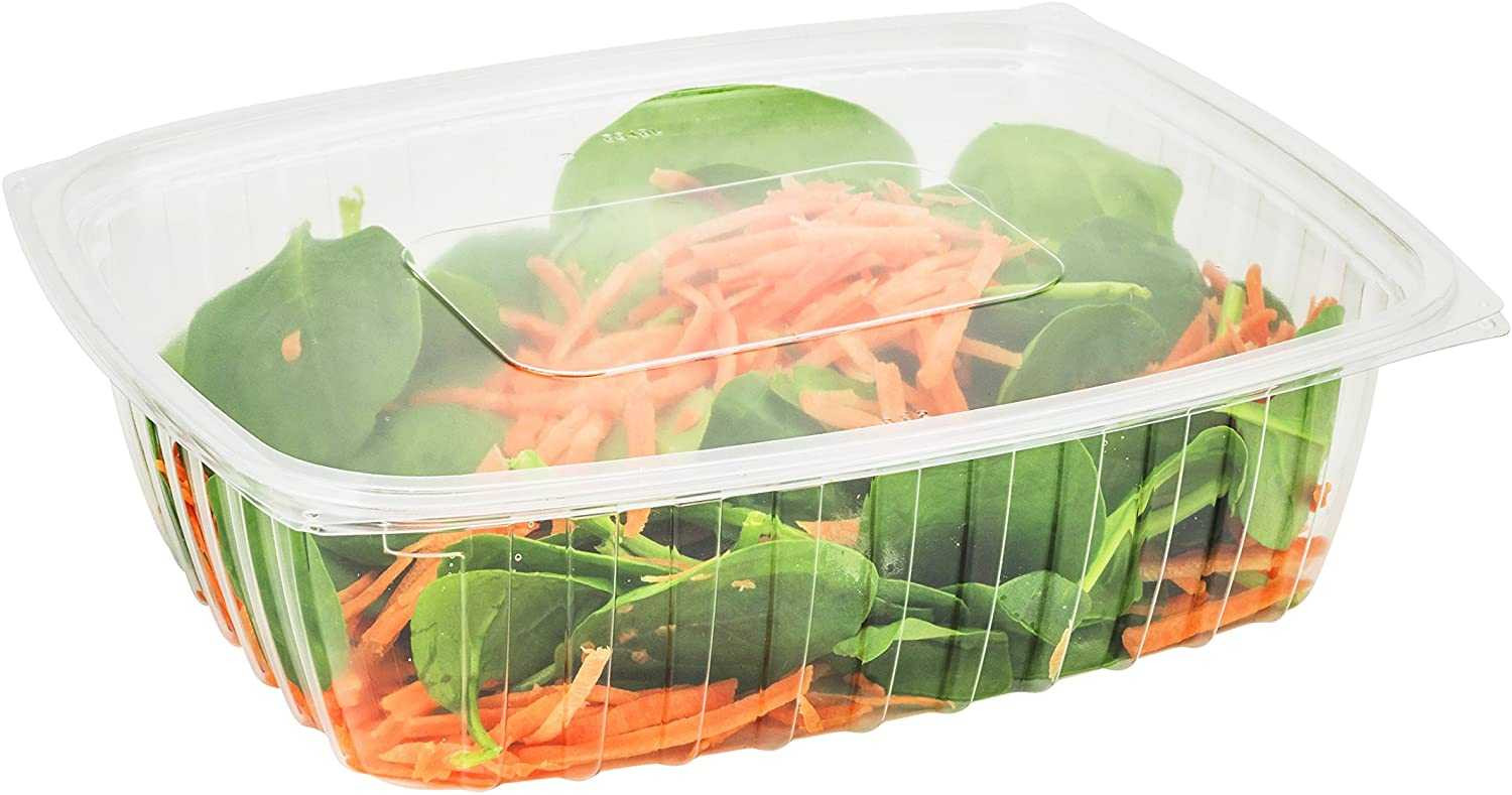 Somoplast [962] Clear Hinged Rect. Salad Nut Container [1000cc] (a pack of 500)