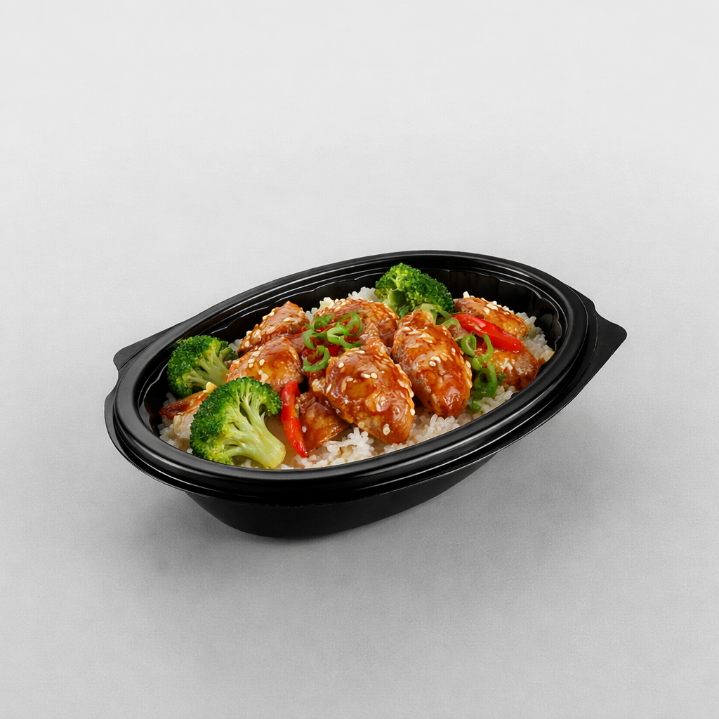 Somoplast 754 Oval Black Microwavable Container 500cc Base (250 Pack)