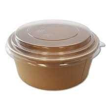 1000 cc Round Kraft Paper Food Container just Base for hot or cold Food (a pack of 300) Go-Pak Supply Express