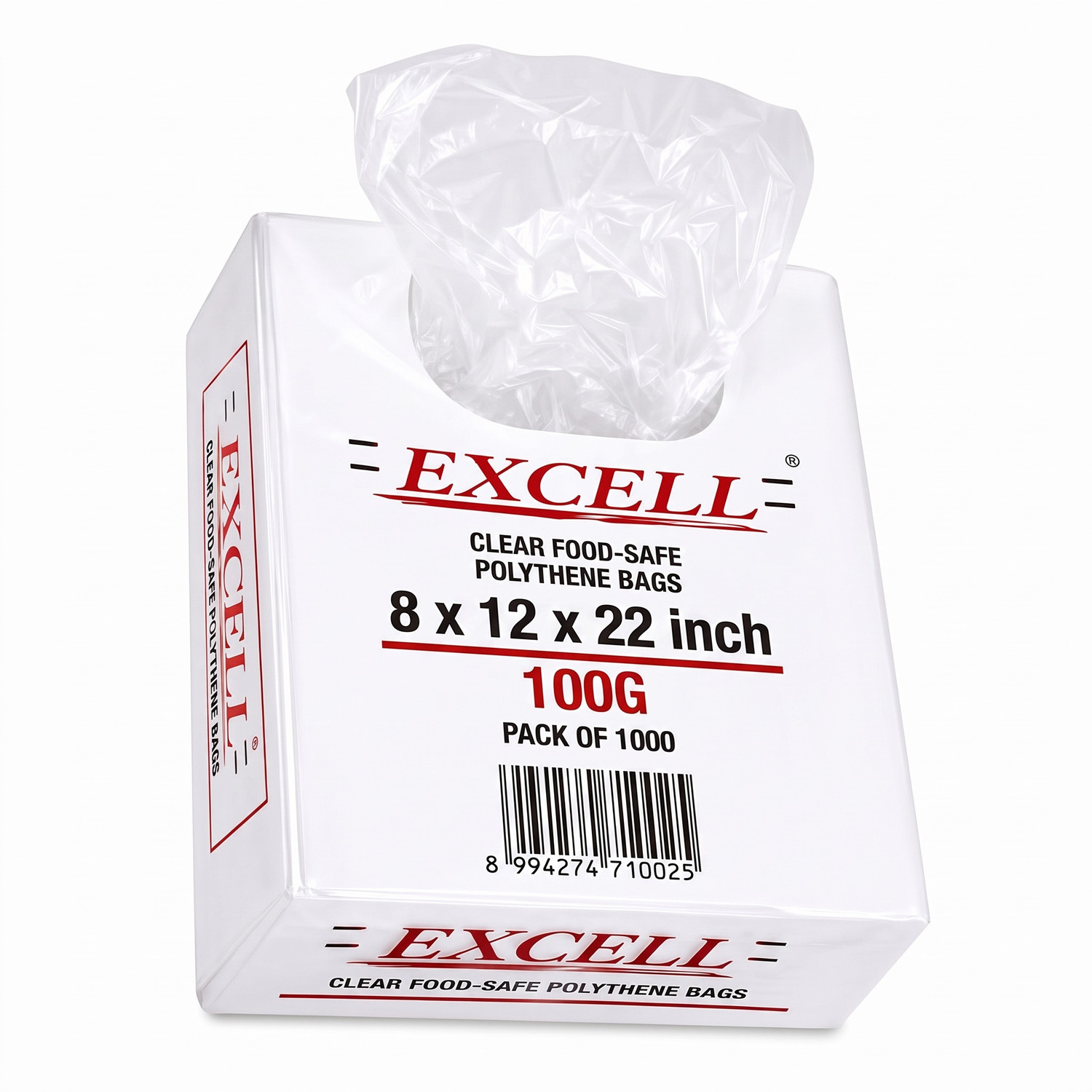 Excel Perforated Polythene Clear Bread Bags 8x12x22 Inch 100G - 1000 Pack