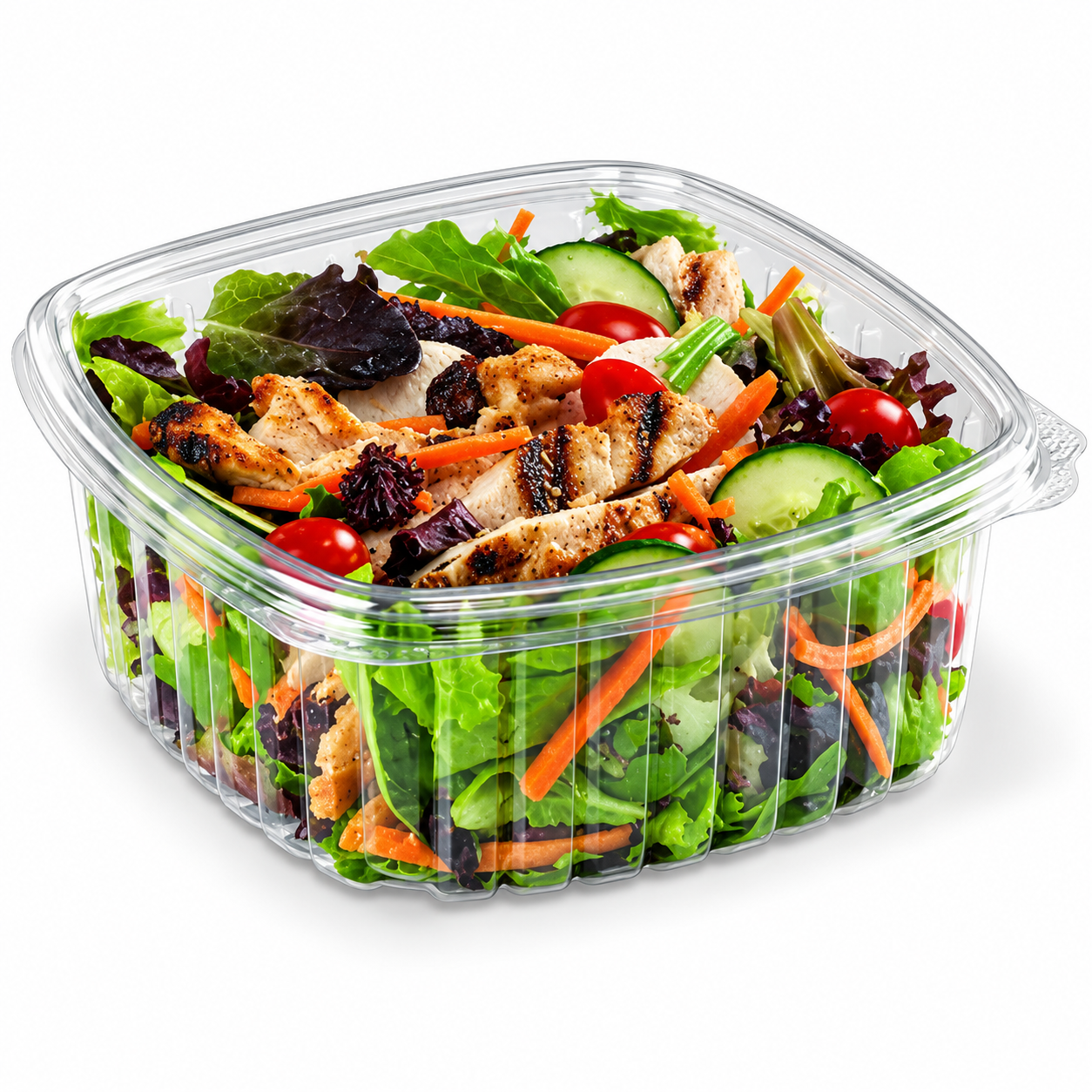 Eco Clear Hinged Rectangular Salad & Nuts Container 450cc (640 Pcs)
