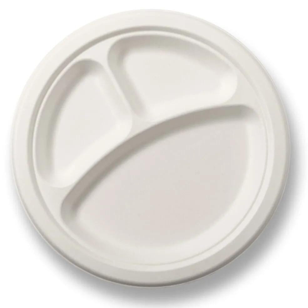 Bagasse 10 Inch 3 Compartment Plate - Disposable, Biodegradable -  Supply Express