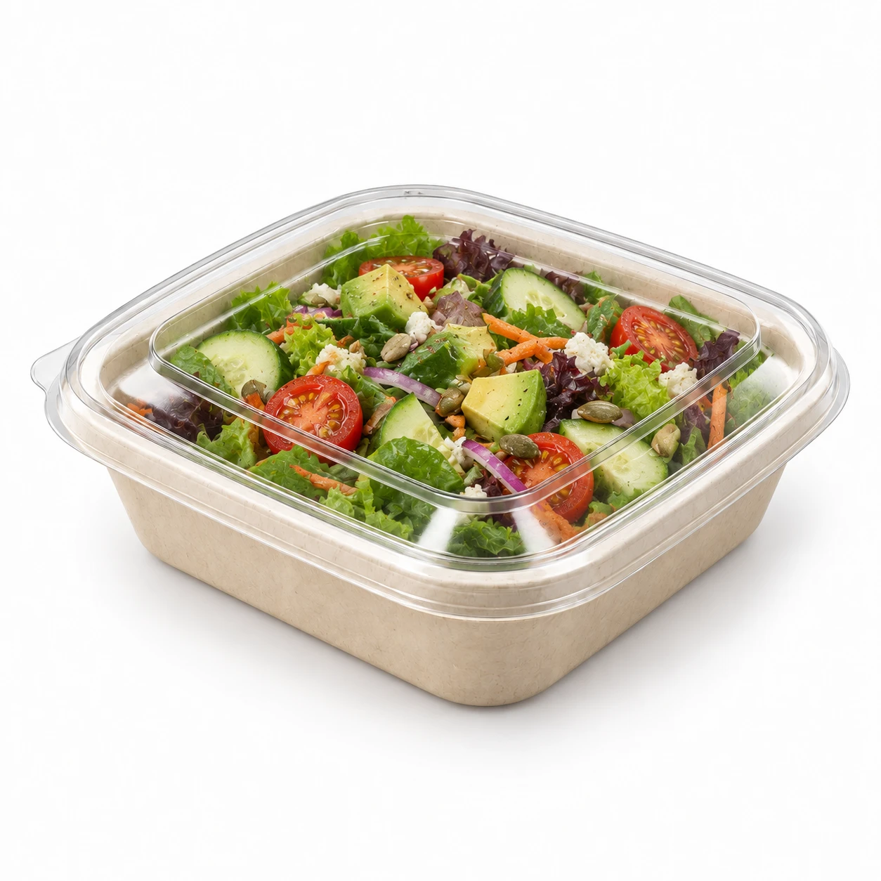 Sabert rPET Lid PUL54124 for Wide Square Pulp Bowl - Pack of 300