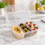 Somoplast 672 Rect. Clear 3 Compartment 550cc Container - Pack of 500