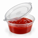 Clear hinged Lids Takeaway Deli Sauce pots 2oz - Pack of 1000