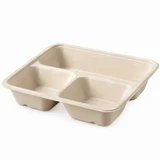 Sabert Large Square Pulp Container PUL49348 3 Compartment 900ml - Pack of 300