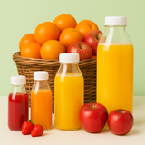 Clear Round Juice bottle 500ml and white caps (pack of 136sets)