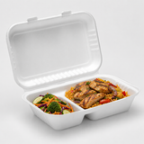 Compostable Bagasse c compartments meal box 9x6x3inch - Pack of 250
