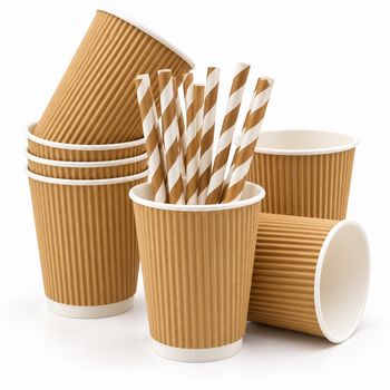 Go-Pak 8oz Kraft Ripple Paper Takeaway Cups - Pack of 500