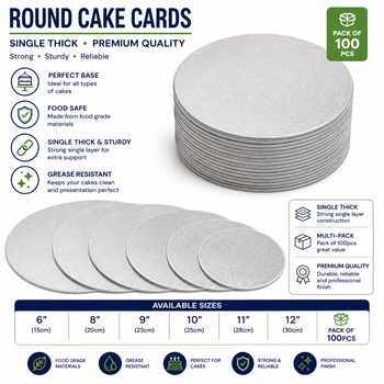 Economy Cake Card Silver Round 6inch - pack of 100