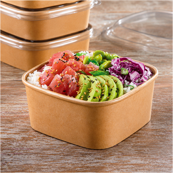 Sabert 32oz Square Kraft Food Bowl PAP14032PE - Pack of 300
