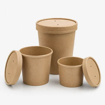 Dispo Brown Paper Soup Lids 8–16oz (49020) – Pack of 500