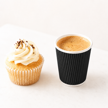 1389	Hippo 4oz Ripple Black Paper Hot Espresso Cups - Pack of 1000