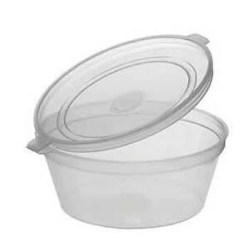Deli pots / Sauce pots, Hinged Plastic Container Round Clear 2 oz Portion (a pack of 1000)