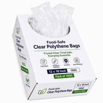 Food-Safe Clear Polythene Bags 12x18 Inch 150G - Pack of 1000