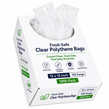 Food-Safe Clear Polythene Bags 12x15 Inch 150G - 1000 Pack