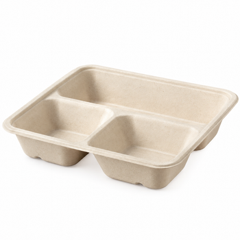 Sabert 3-Compartment Square Bagasse Pulp Tray 900ml PUL49348HC – Pack of 300
